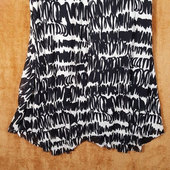 TAHARI Womens Dress Small Black White Fit Flare A-Line Sundress Midi Stretch - Picture 5 of 10